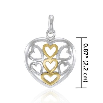 Heart in Heart Silver and Gold Pendant MPD3422 - Jewelry